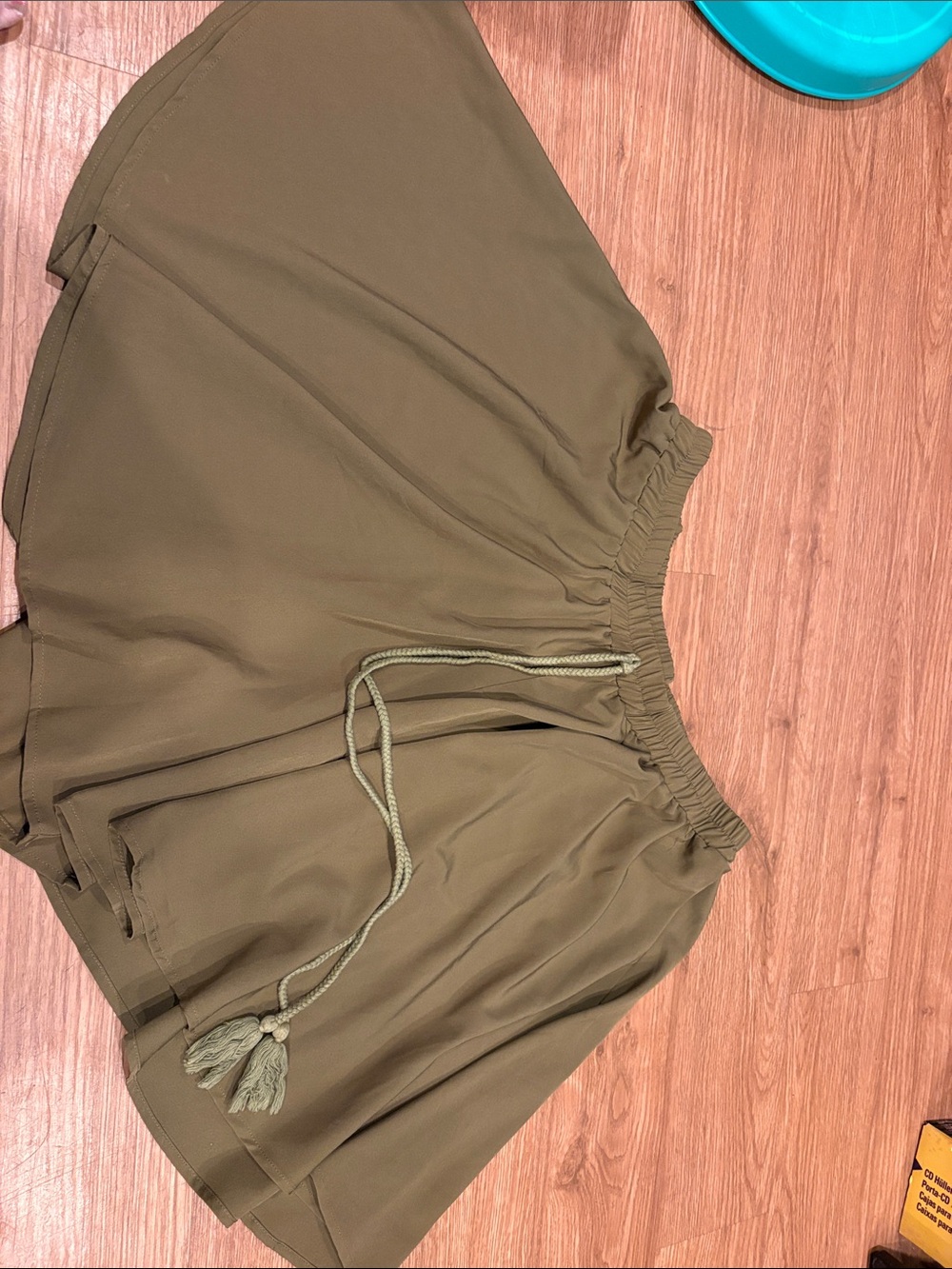 SHEIN Olive Green Tassel Drawstring Skort
